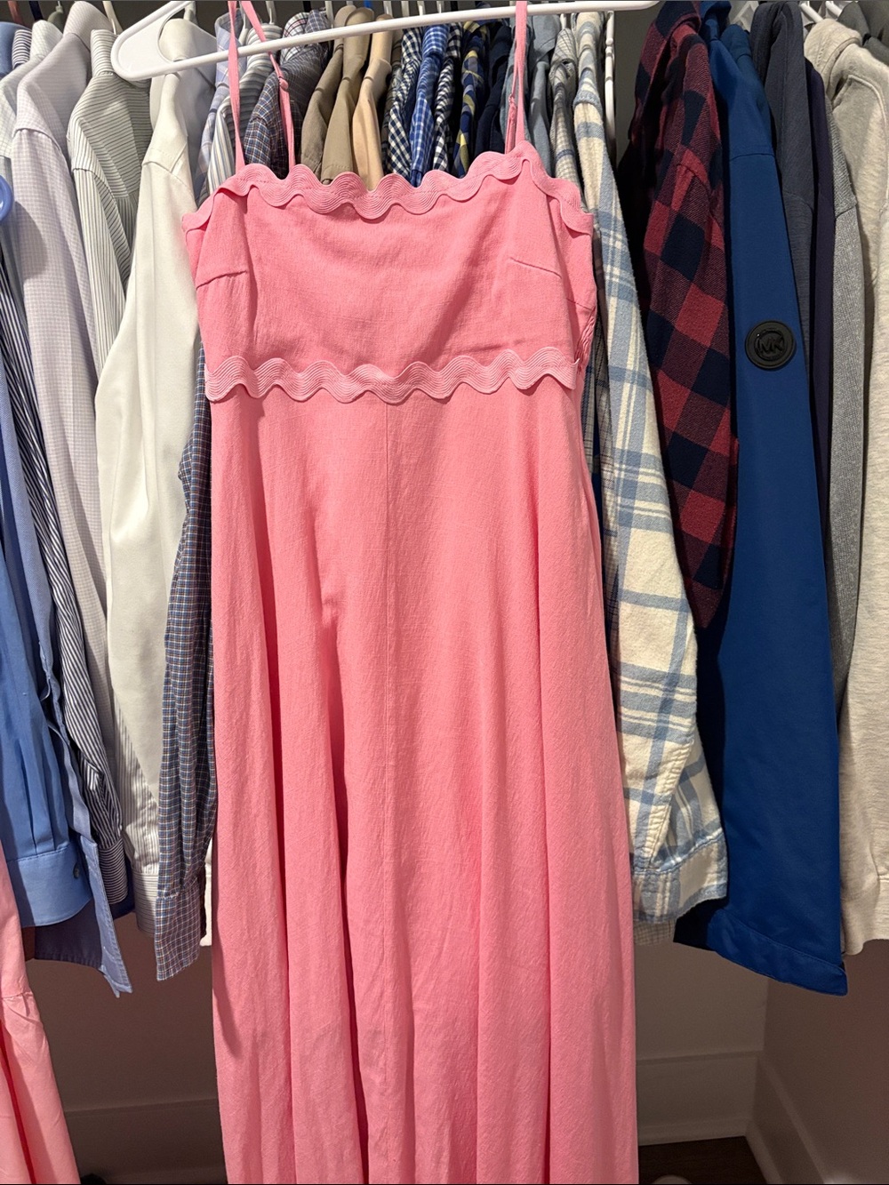 Hello Molly Pink Strapless Maxi Dress with Scallop Trim